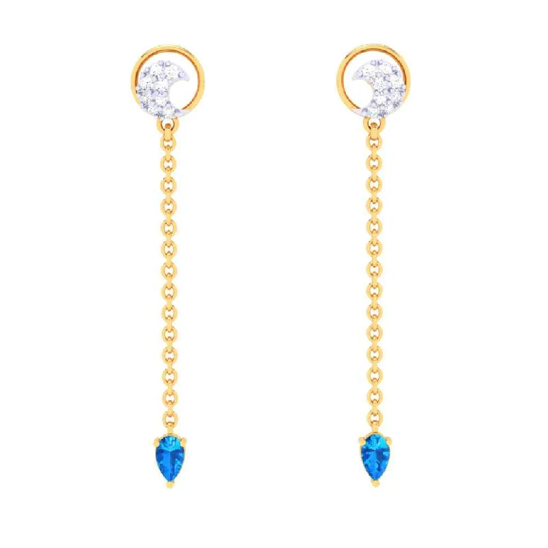 Crystal Stud Earrings-Gold Crescent-shaped Earrings From Goldlites Collection