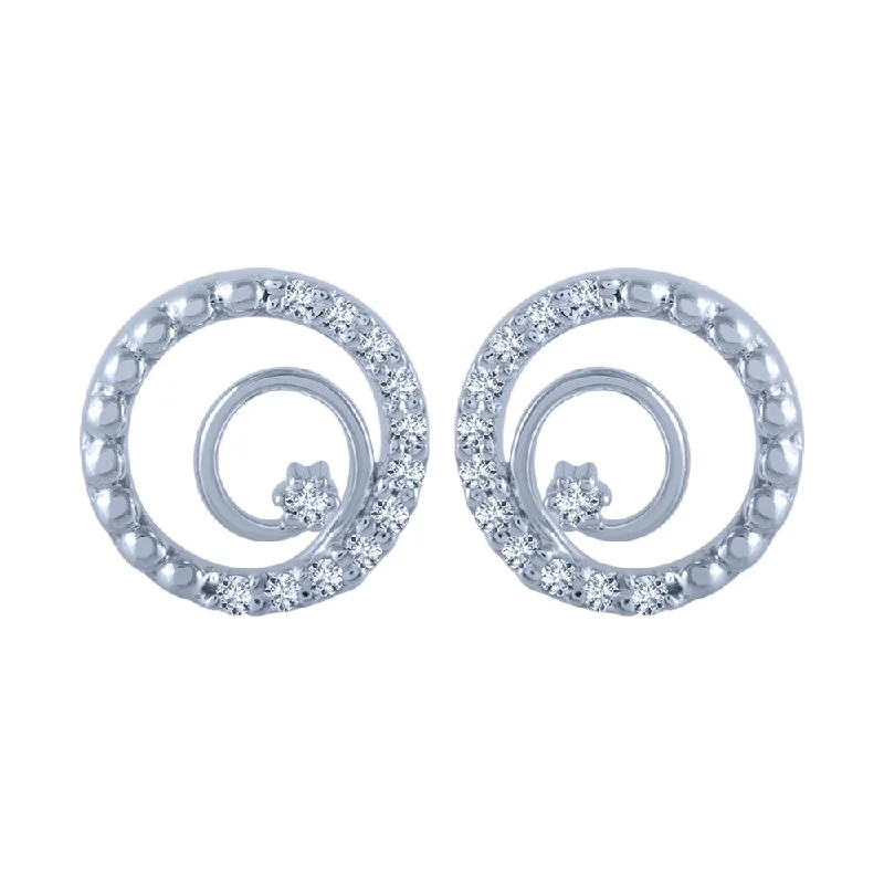 Antique Silver Earrings-18k (750) White Gold And Diamond Stud Earrings For Women