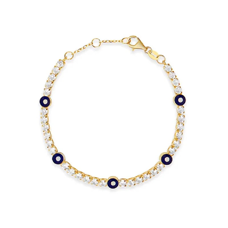 Beautiful Gold Charm Bracelets-THE EVIL EYE TENNIS BRACELET