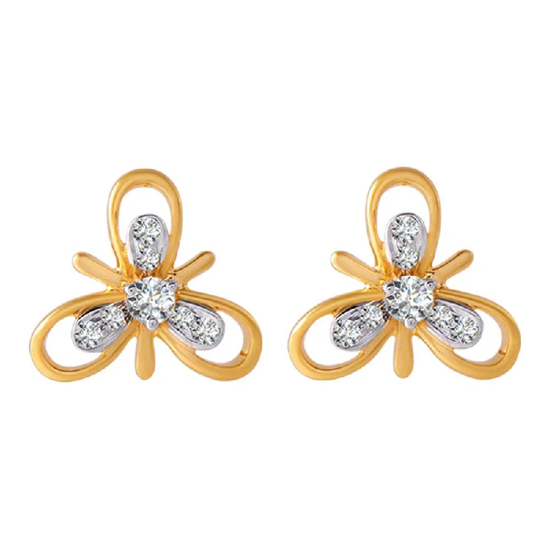 Floral Earrings for Women-18KT (750) Yellow Gold And Diamond Clip-on Earrings For Women