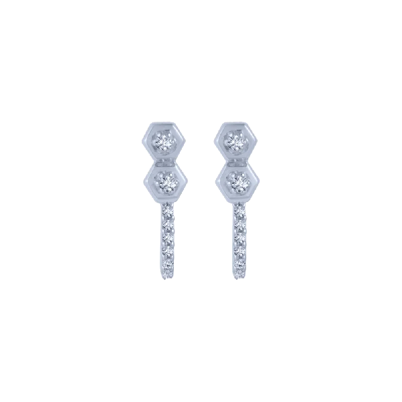 Gemstone Stud Earrings-18KT (750) White Gold And Diamond Stud Earrings For Women