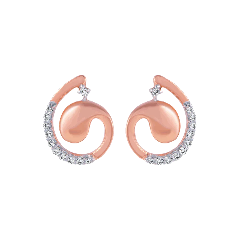 Colorful Stone Earrings-18KT (750) Rose Gold And Diamond Stud Earrings For Women