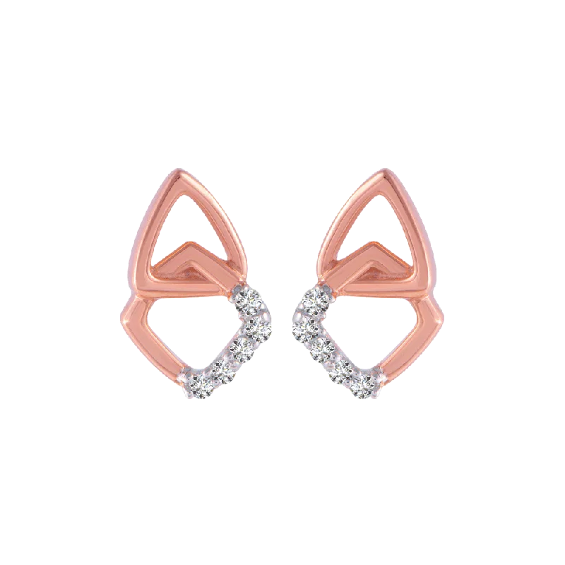 Chic Silver Hoops-18KT (750) Rose Gold And Diamond Stud Earrings For Women