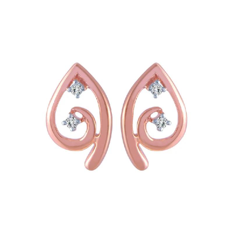 Designer Drop Earrings-18k (750) Rose Gold And Diamond Stud Earrings For Women