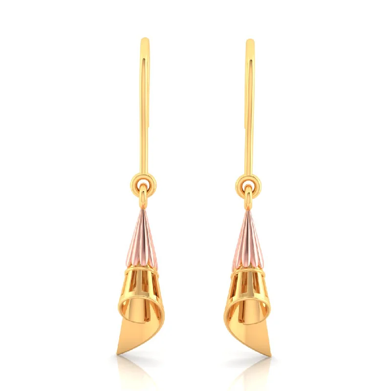 Pink Crystal Earrings-14k Conical Gold Earrings With A Yellow Gold Touch