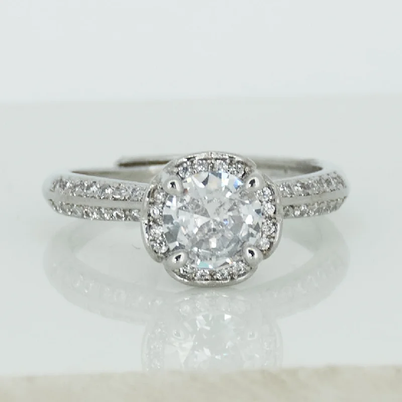 Luxury Platinum Engagement Rings-Raised Solitaire Ring