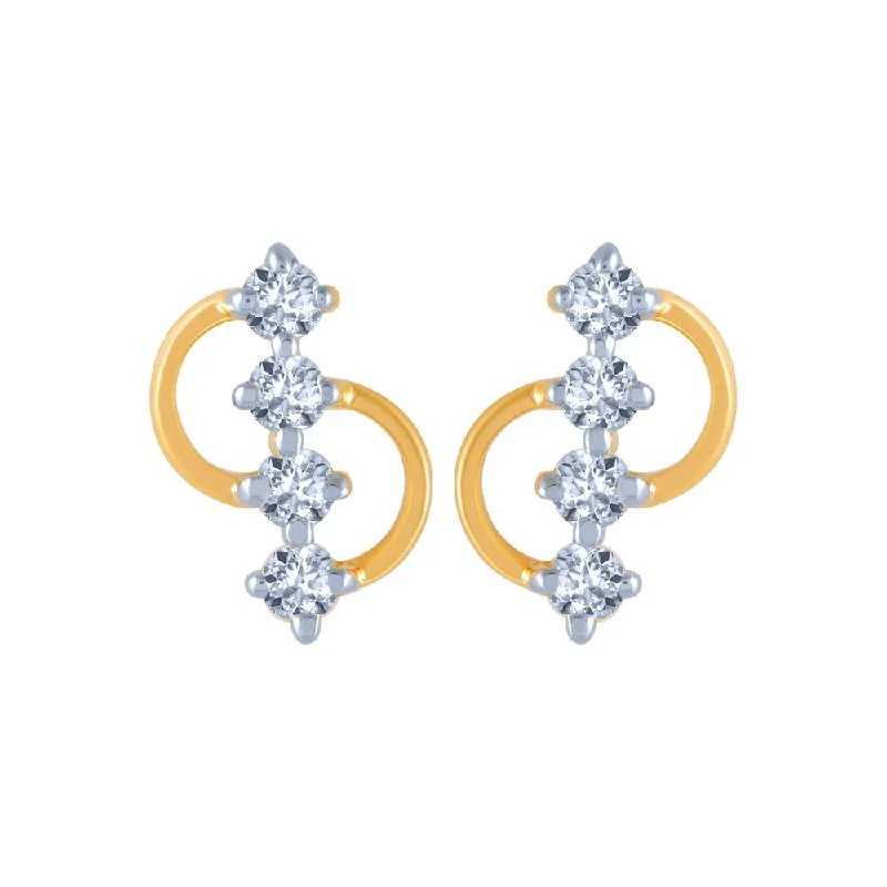 Sterling Silver Stud Earrings-18k (750) Yellow Gold And Diamond Stud Earrings For Women