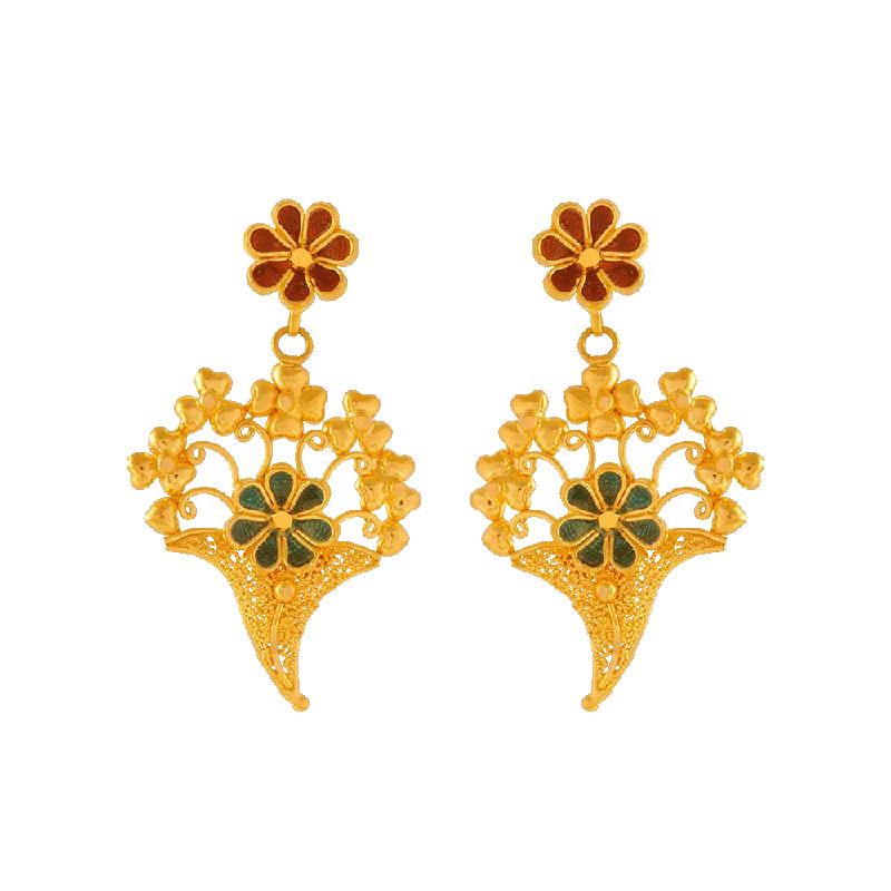 Cute Stud Earrings for Girls-22KT Yellow Gold Jhumki Earrings For Women