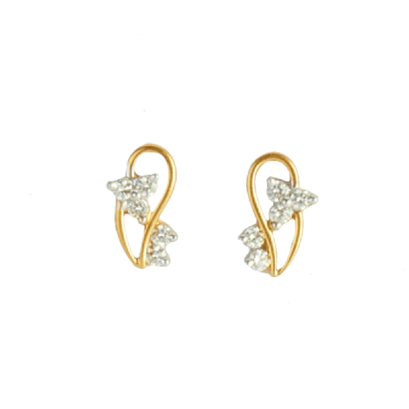 Large Hoop Earrings for Women-18KT (750) Yellow Gold And Diamond Stud Earrings For Women