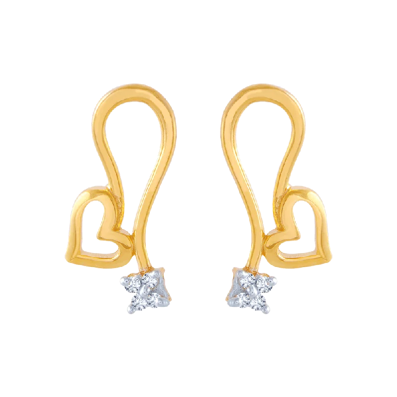 Eco-Friendly Earrings-14KT (585) Yellow Gold And American Diamond Stud Earrings For Women