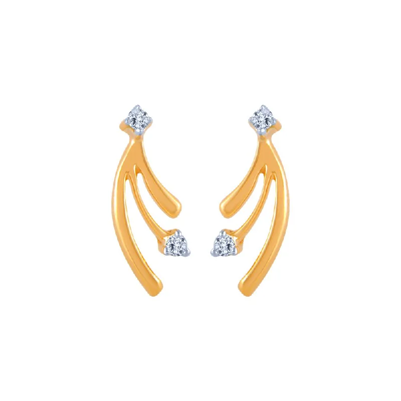 Handcrafted Earrings-18k (750) Yellow Gold And Diamond Stud Earrings For Women