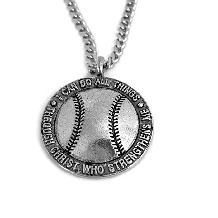 Unique Pendant Necklaces-Baseball Necklace 18 Inch Chain