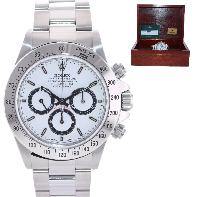 Solar-Powered Wrist Watches-2017 RSC Service Papers Rolex 16520 Zenith Daytona White 40mm Chrono Watch Box