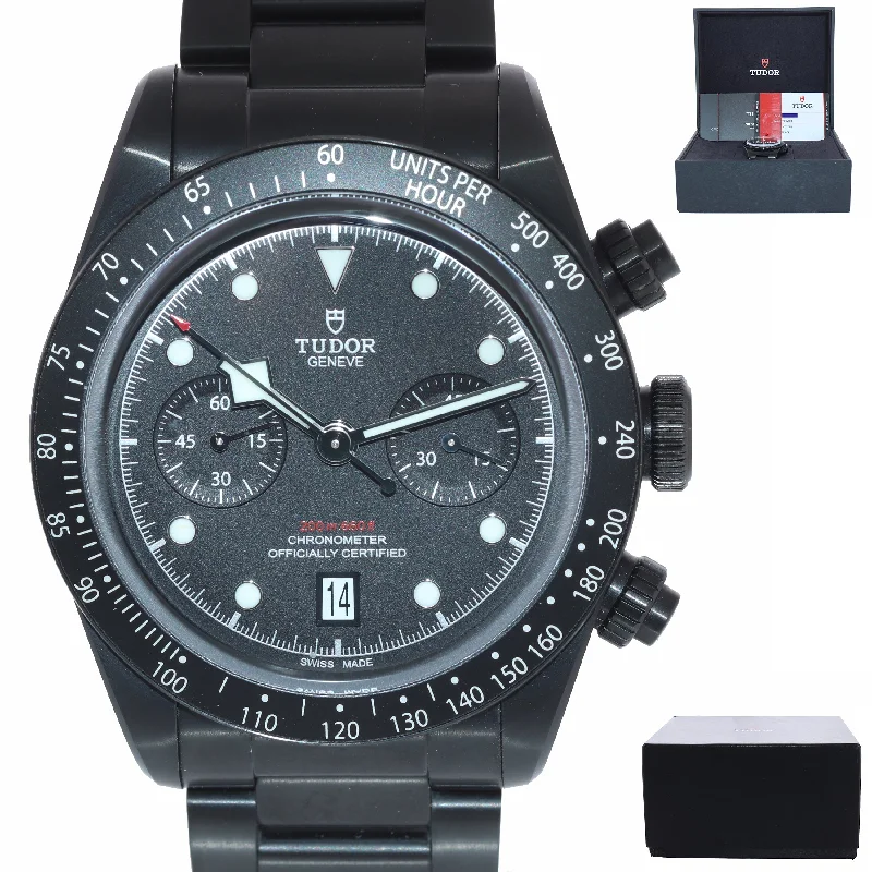 Solar Watches for Hiking Adventures-2019 Tudor Black Bay Chrono Dark Limited Edition 41mm Black PVD 79360 DK Watch