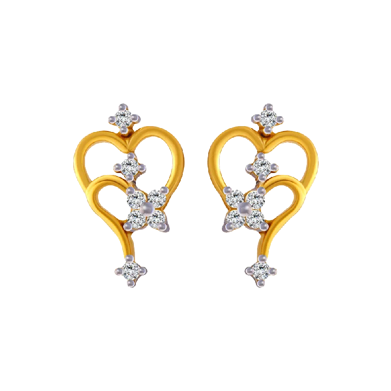 Art Deco Earrings-14KT (585) Yellow Gold Stud Earrings For Women