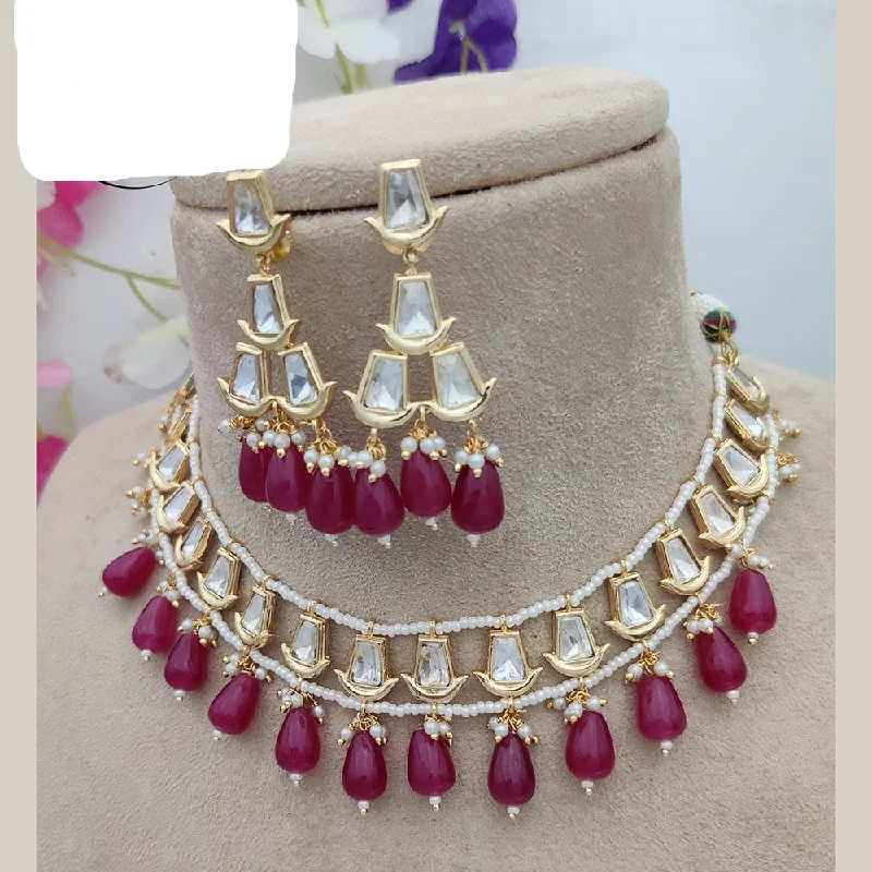 Gold-Plated Necklaces-Jewel Addiction Gold Plated Kundan Necklace Set