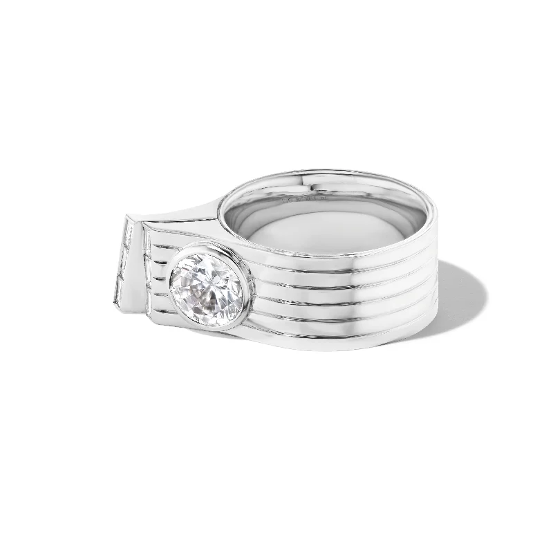 Solitaire Engagement Rings-FRENCH CUFF RING IN PLATINUM