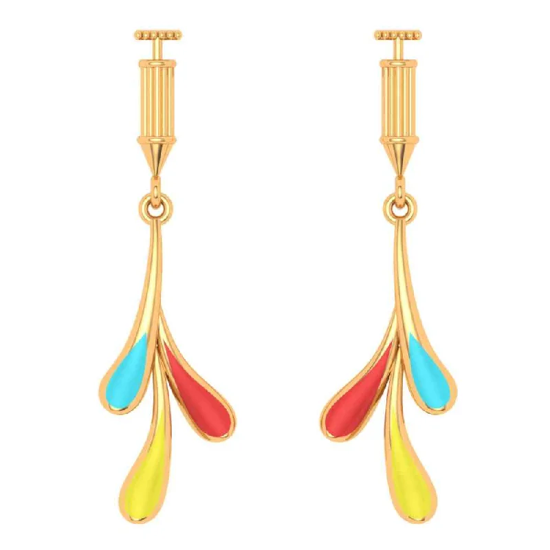 Chic Silver Dangle Earrings-Colourful 22k Gold Drop Earrings