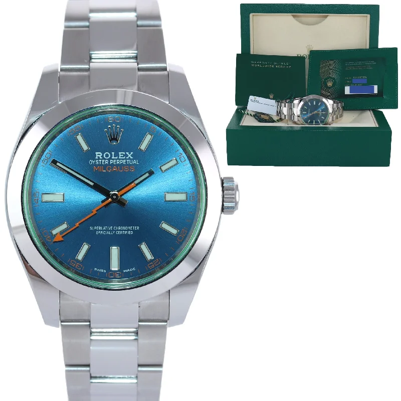 Personalized Watches for Graduation-NEW 2021 Papers Rolex Milgauss Blue Anniversary Green 116400GV Steel 40mm Watch