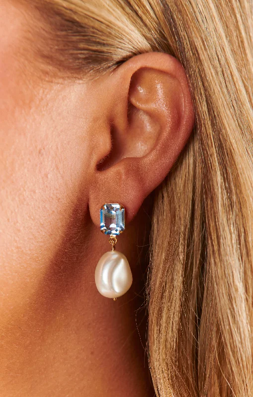 Trendy Earrings for Teens-Mumu Weddings x Faithy Jewels Kara Drop Earrings ~ Something Blue