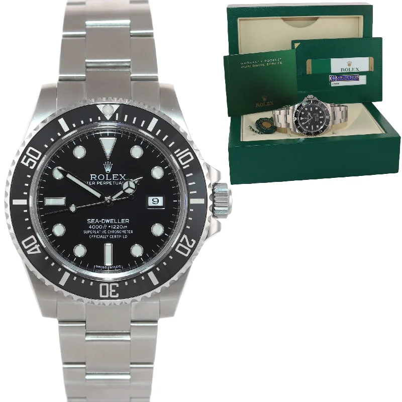 Affordable Digital Watches-PAPERS 2017 Rolex Sea-Dweller 4000 SD4K 116600 Steel Black Ceramic Watch Box