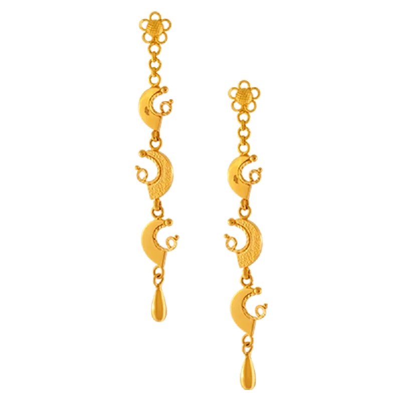 Modern Geometric Earrings-22KT Yellow Gold Jhumki Earrings For Women