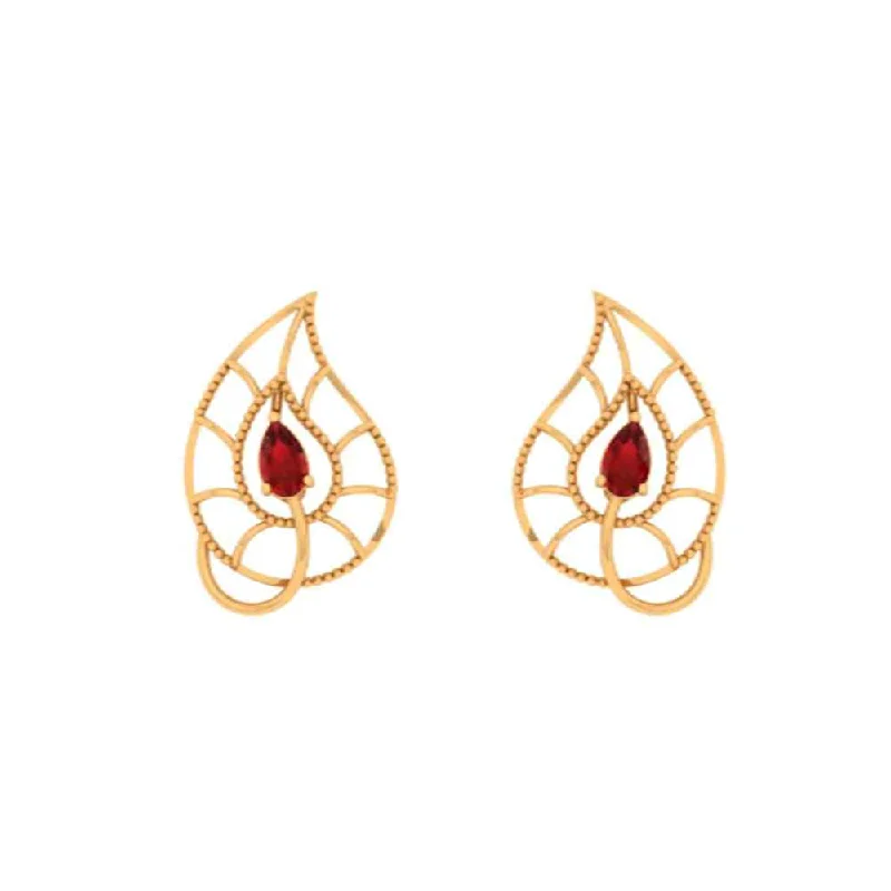 Sparkly Drop Earrings-Tear-drop Red Stoned Earrings