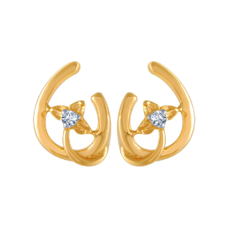 Precious Stone Earrings-18k (750) Yellow Gold And Diamond Stud Earrings For Women