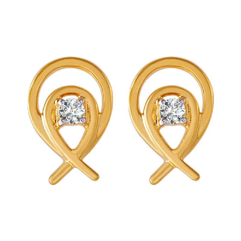 Trendy Rose Gold Earrings-18KT (750) Yellow Gold And Diamond Clip-on Earrings For Women