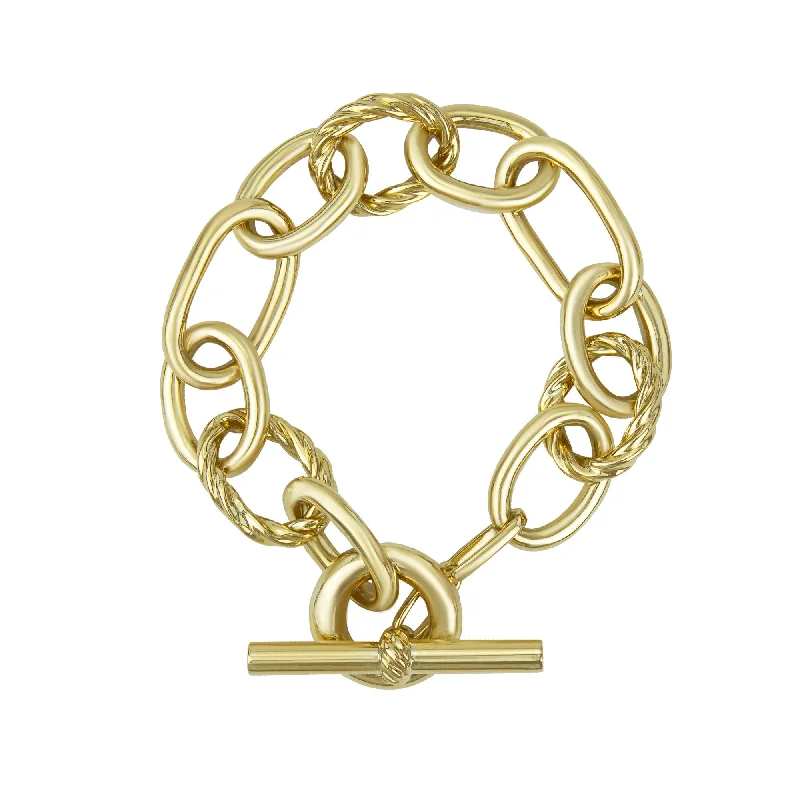 Bold Statement Bracelets-Toggle Bracelet - Gold