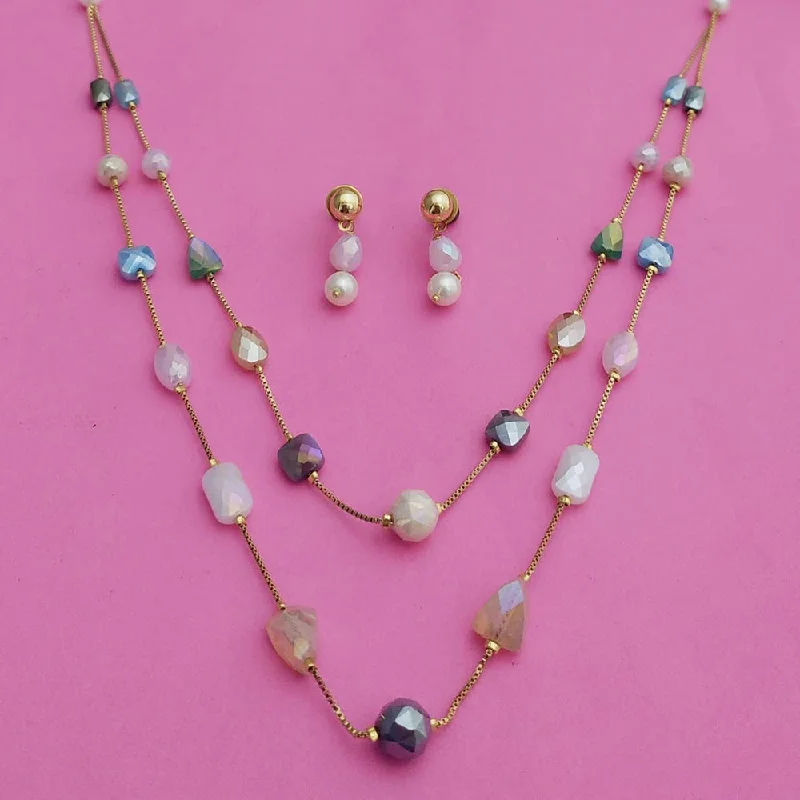 Birthstone Necklaces for Gifts-JCM Gold Plated Beads Double Layer Necklace Set