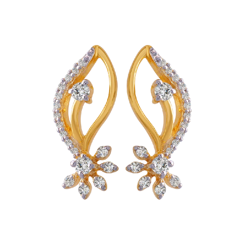 Artistic Earrings for Women-18KT (750) Yellow Gold And Diamond Clip-on Earrings For Women