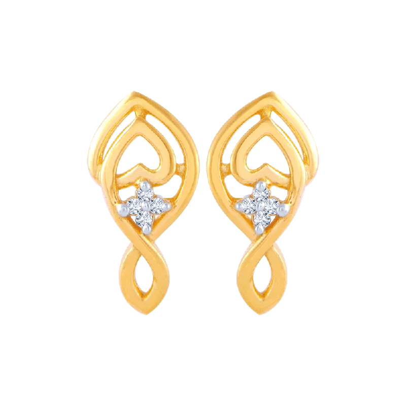 Elegant Drop Earrings for Weddings-14KT (585) Yellow Gold And American Diamond Stud Earrings For Women