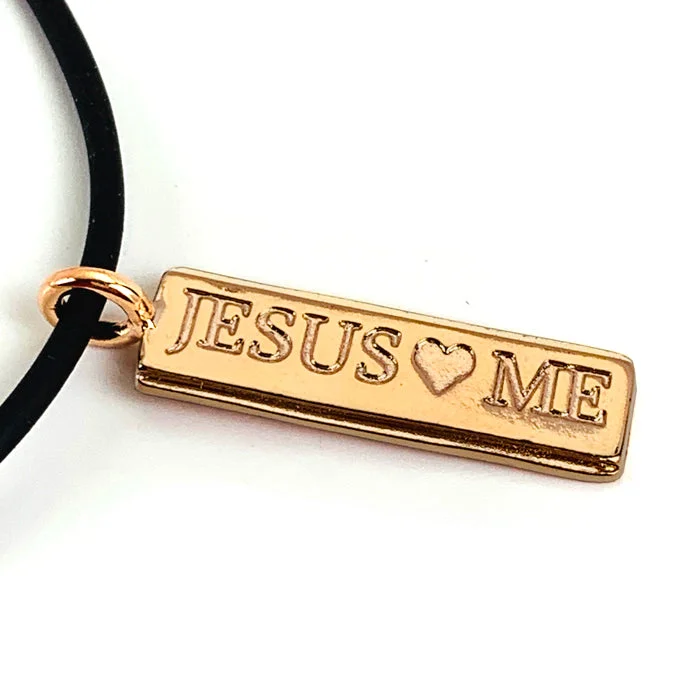 Simple Gold Bead Necklaces-Jesus Loves Me Rose Gold Necklace