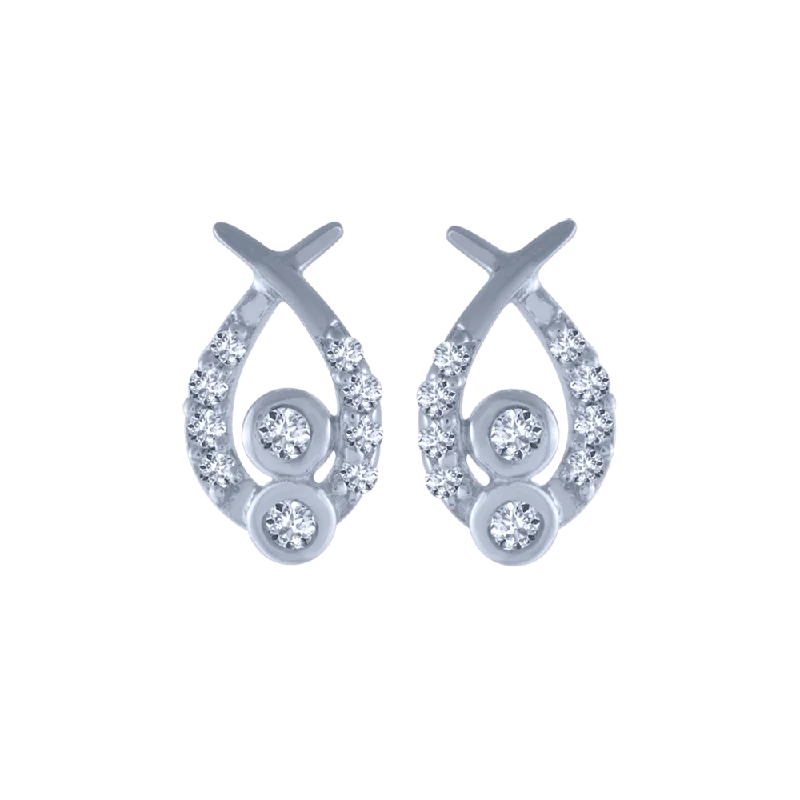 Handcrafted Gemstone Earrings-18KT (750) White Gold And Diamond Stud Earrings For Women