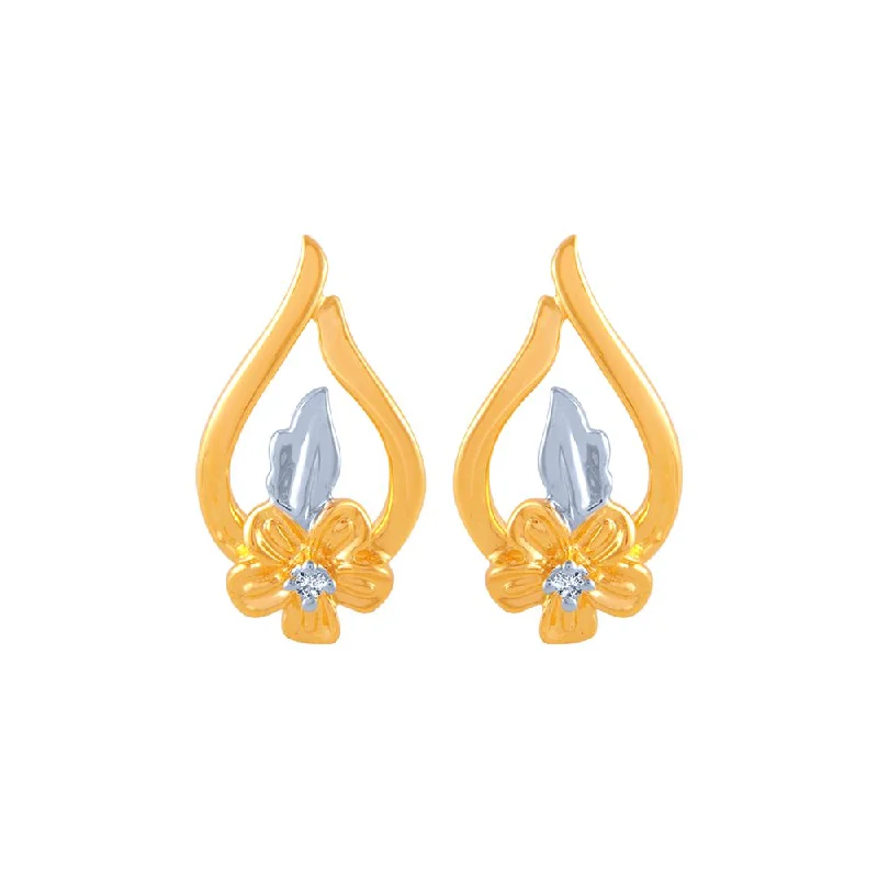 Custom Metal Earrings-18k (750) Yellow Gold And Diamond Stud Earrings For Women