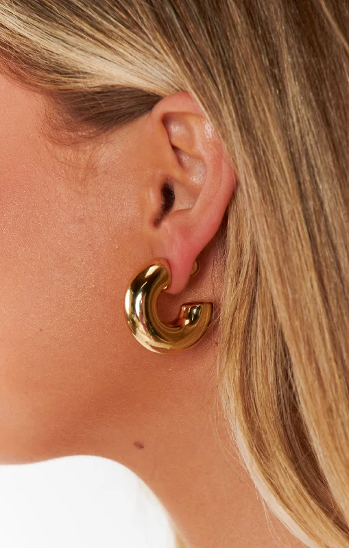 Unique Earrings for Gifts-Thick Tube Hoop Earrings ~ Gold