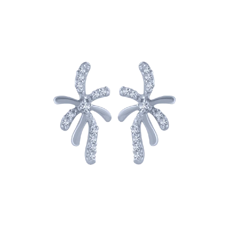 Bridal Jewelry Earrings-18KT (750) White Gold And Diamond Stud Earrings For Women