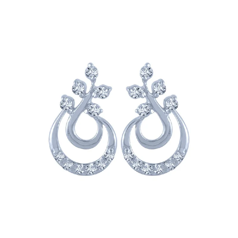 Bohemian Earrings for Festivals-18k (750) White Gold And Diamond Stud Earrings For Women