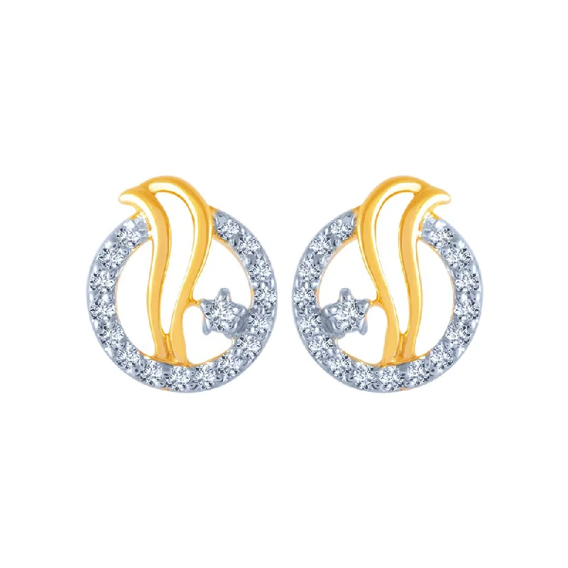 Elegant Stud Earrings-18k (750) Yellow Gold And Diamond Stud Earrings For Women