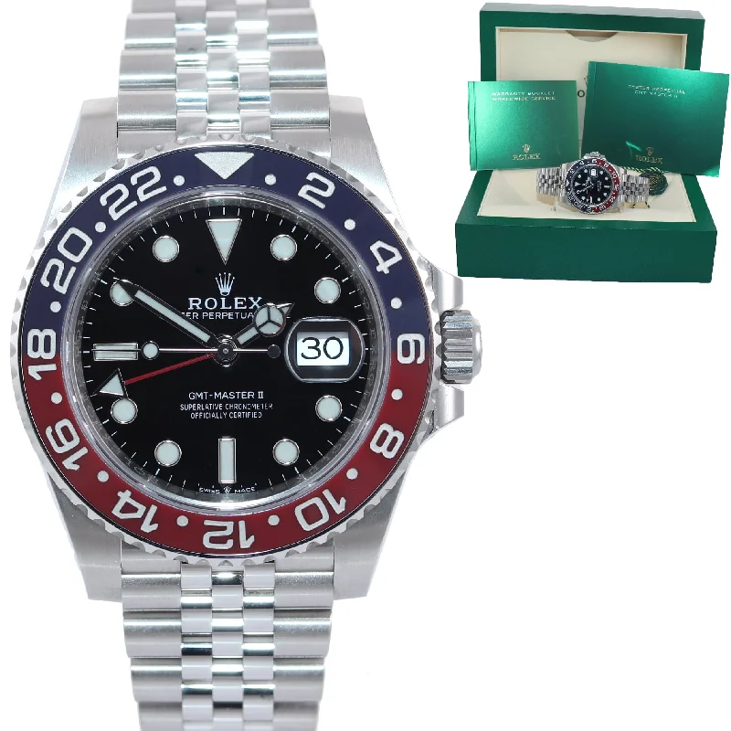 Luxury Watches with Leather Straps-2020 Rolex GMT Master PEPSI Red Blue Ceramic 126710 BLRO Watch Box