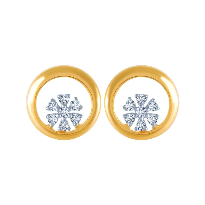 Boho Chic Earrings-18KT (750) Yellow Gold And Diamond Stud Earrings For Women