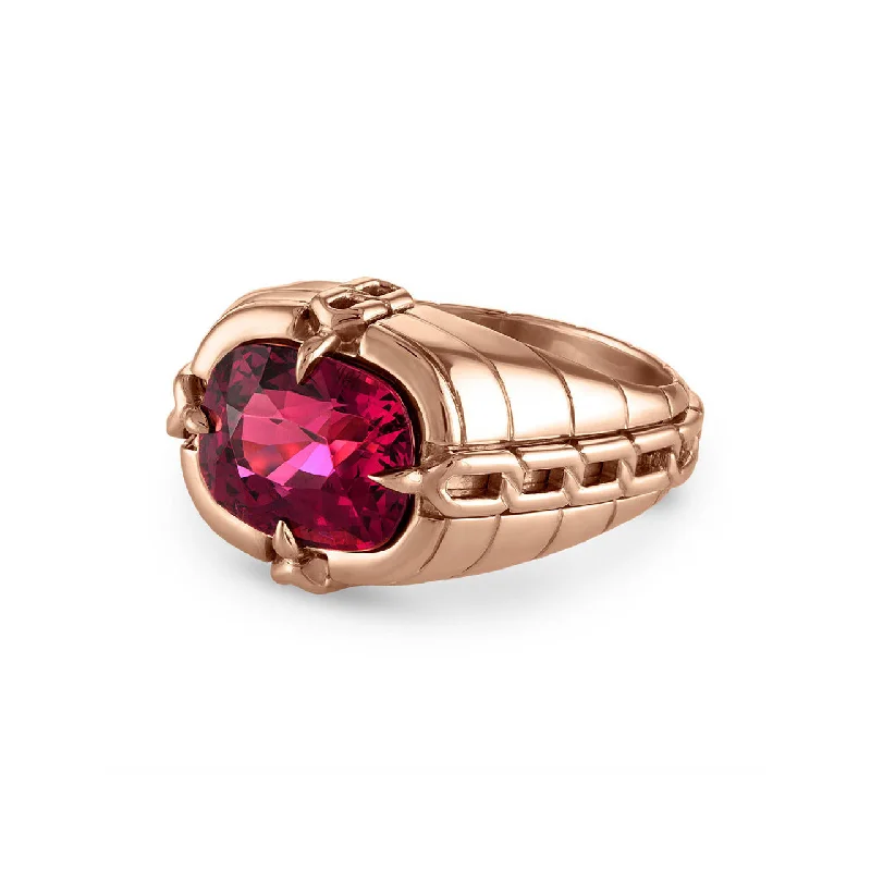 Custom Heart-Shaped Rings-OATH GYPSY LINK RING WITH RUBELLITE