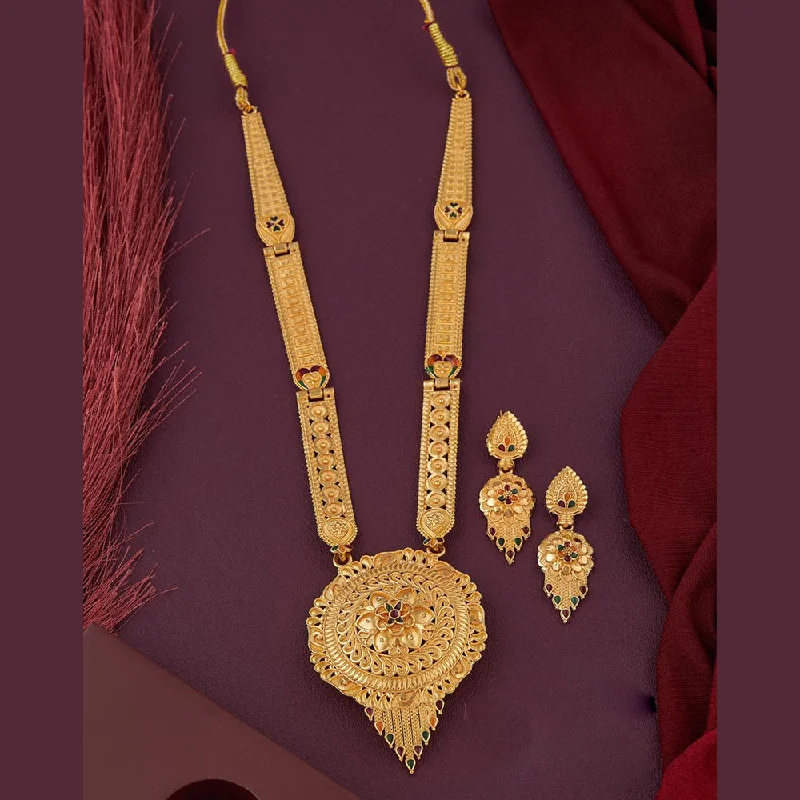 Custom Initial Necklace Designs-Kalpna Sales Gold Plated Meenakari Necklace Set