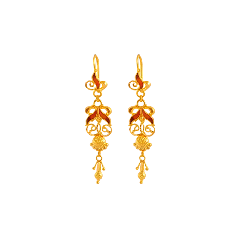 Large Hoop Earrings for Women-22KT Yellow Gold Jhumki Earrings For Women