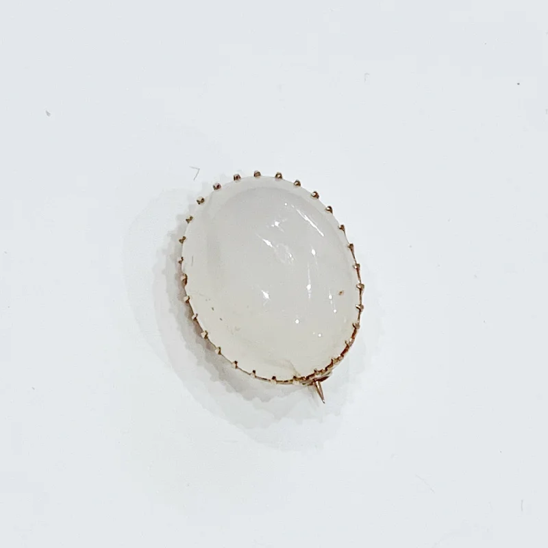 Vintage Brooch with Pearls-Vintage Brooch with Pearls-Estate Collection Brooch Antique Moonstone 10K Gold Pin