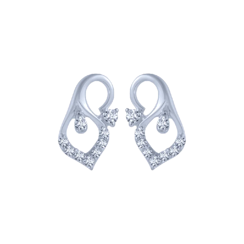 Silver Bead Earrings-18KT (750) White Gold And Diamond Stud Earrings For Women