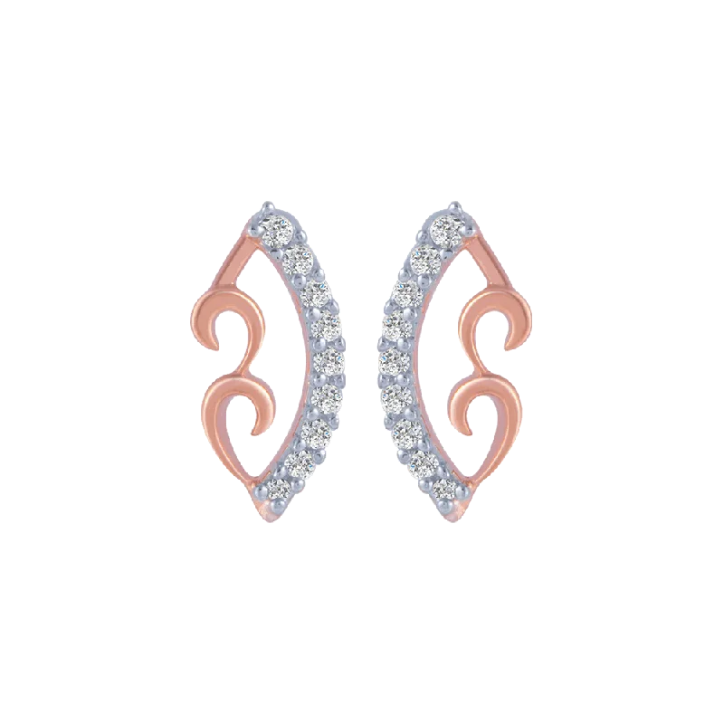 Large Hoop Earrings-18KT (750) Rose Gold And Diamond Stud Earrings For Women