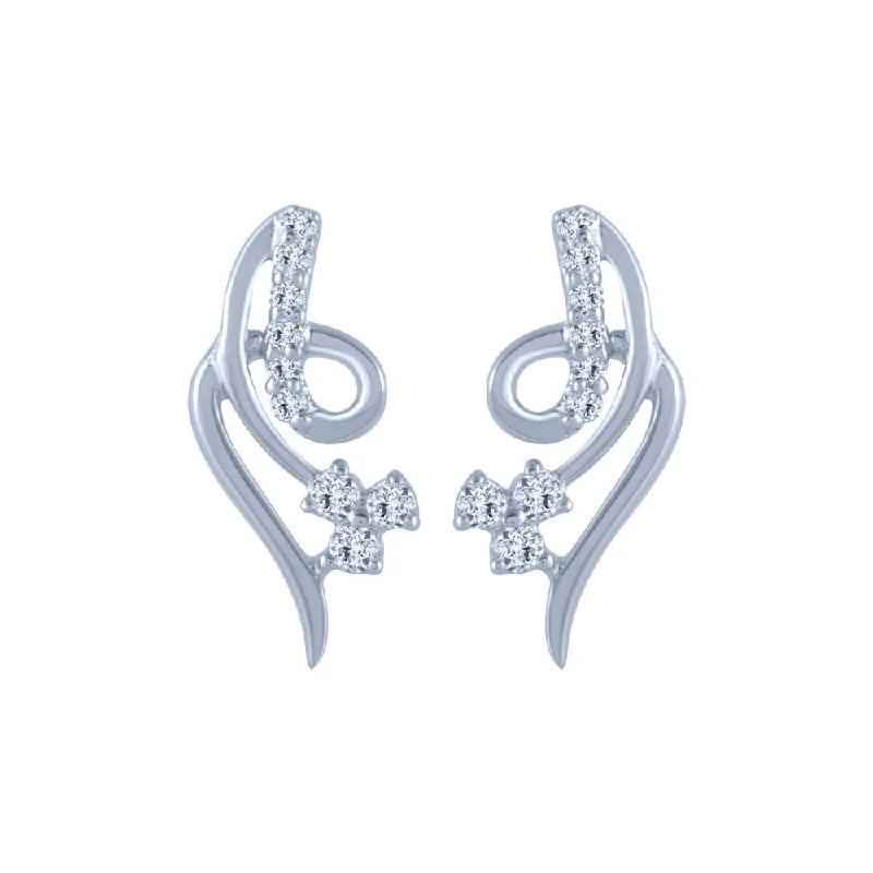 Colorful Statement Earrings-18k (750) White Gold And Diamond Stud Earrings For Women