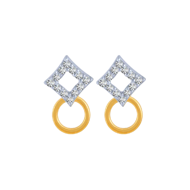 Bold Red Earrings-18KT (750) Yellow Gold And Diamond Stud Earrings For Women